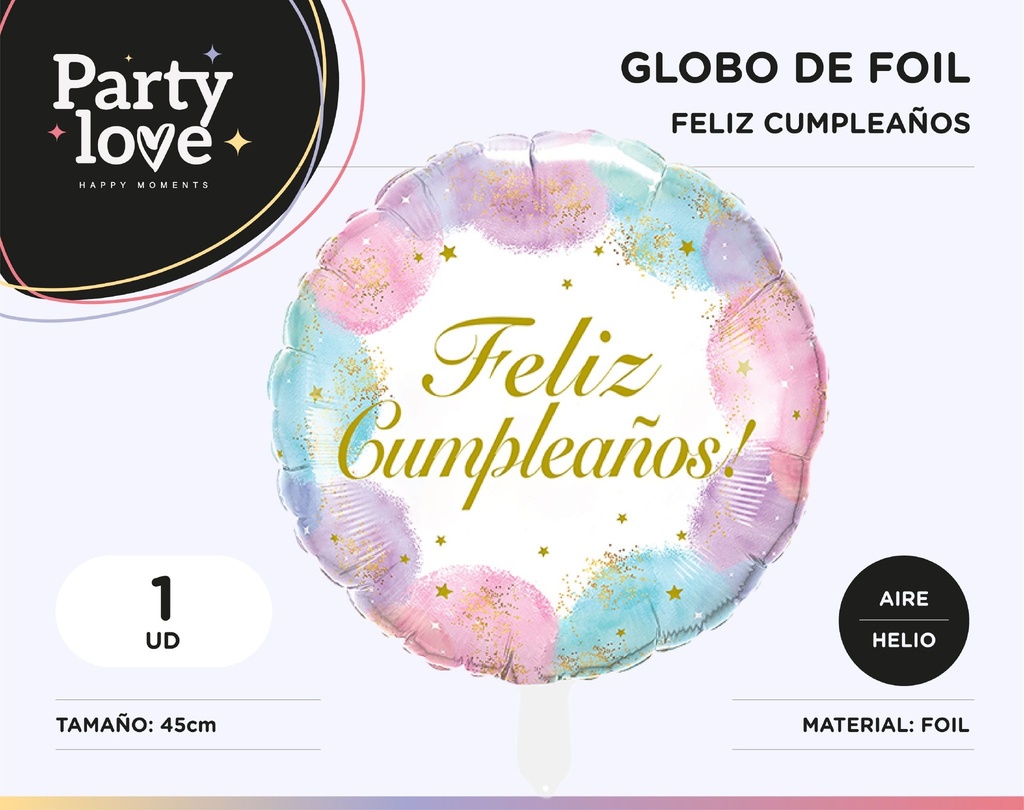 GLOBO CUMPLE BORDE PASTEL  45CM