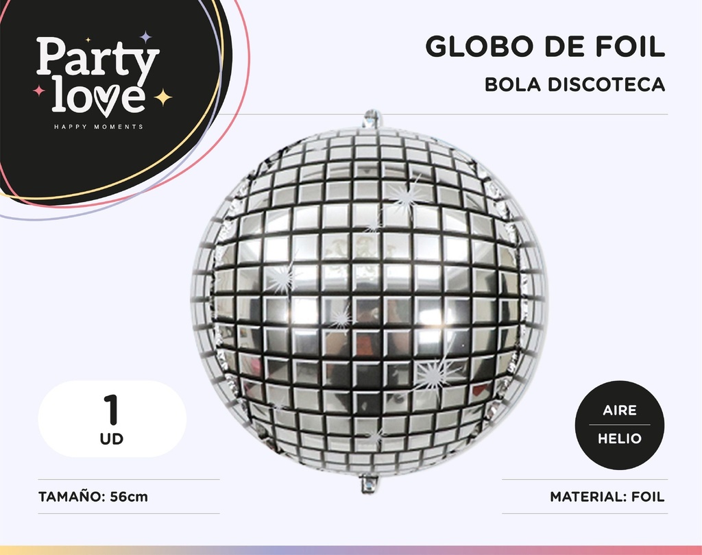 GLOBO BOLA DISCOTECA GRIS  56CM
