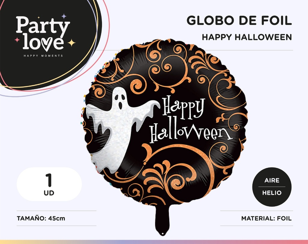 GLOBO FANTASMA HAPPY HALLOWEEN 45CM