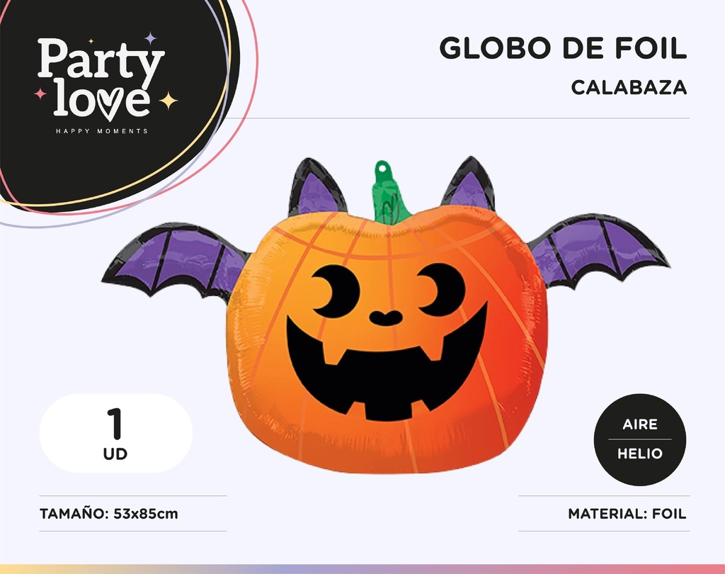 GLOBO CALABAZA MURCIÉLAGO 53X85CM