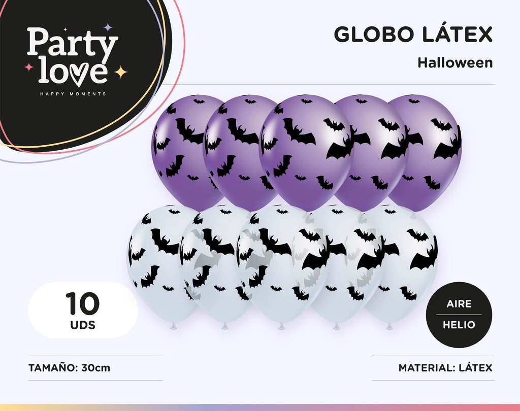 GLOBO HALLOWEEN MURCIELAGOS 10U LATEX