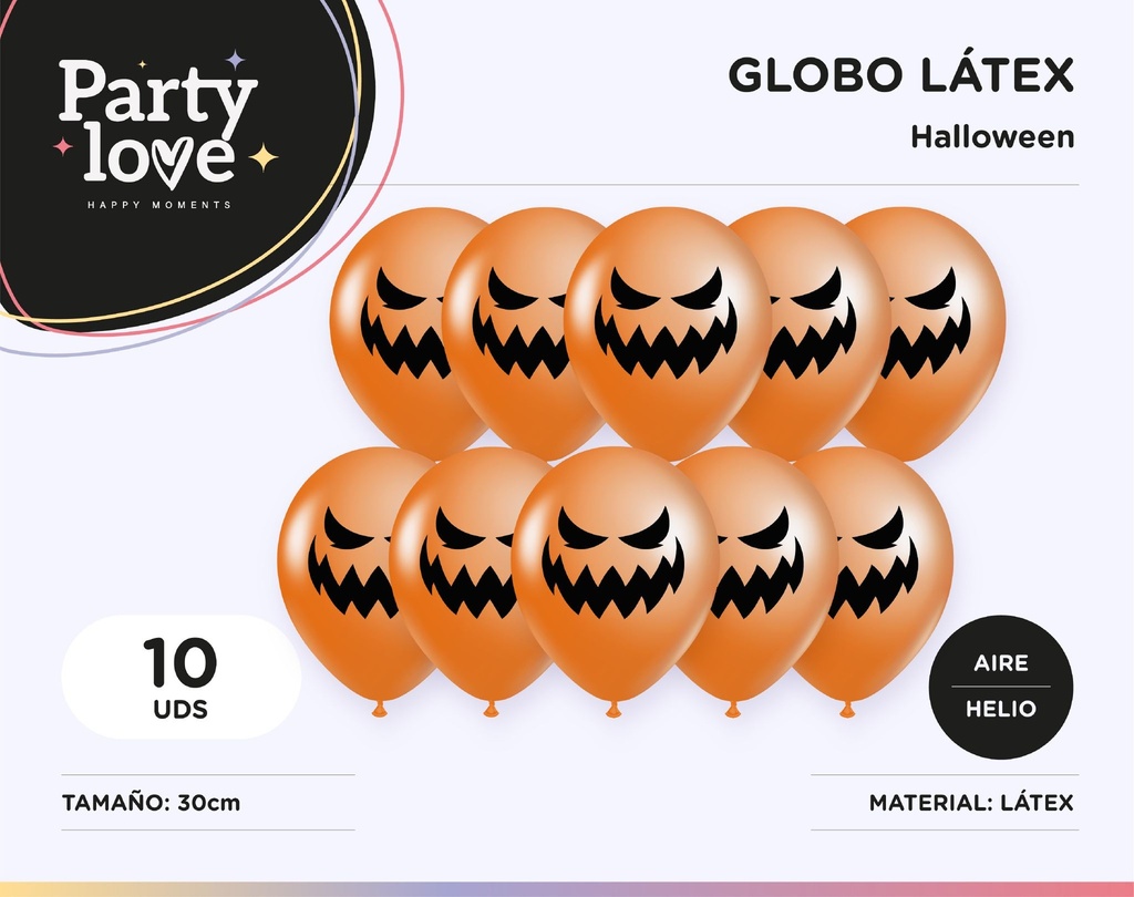 GLOBO HALLOWEEN CALABAZA TERRORIFICA 10U LATEX