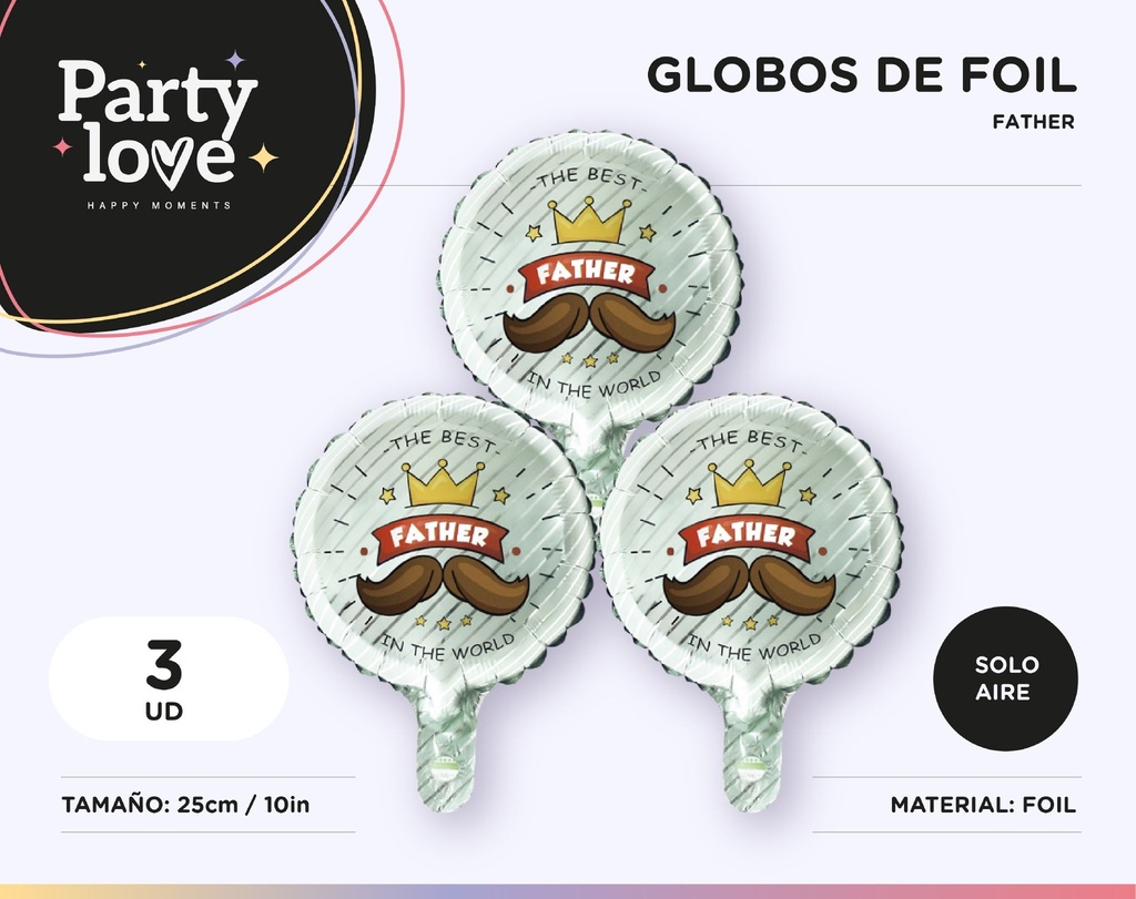 GLOBOS THE BEST FATHER 10" 3 UDS SOLO AIRE