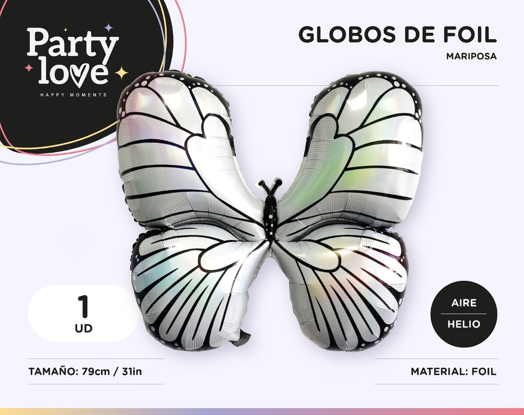 GLOBO FOIL MARIPOSA IRIDISCENTE 79X73CM