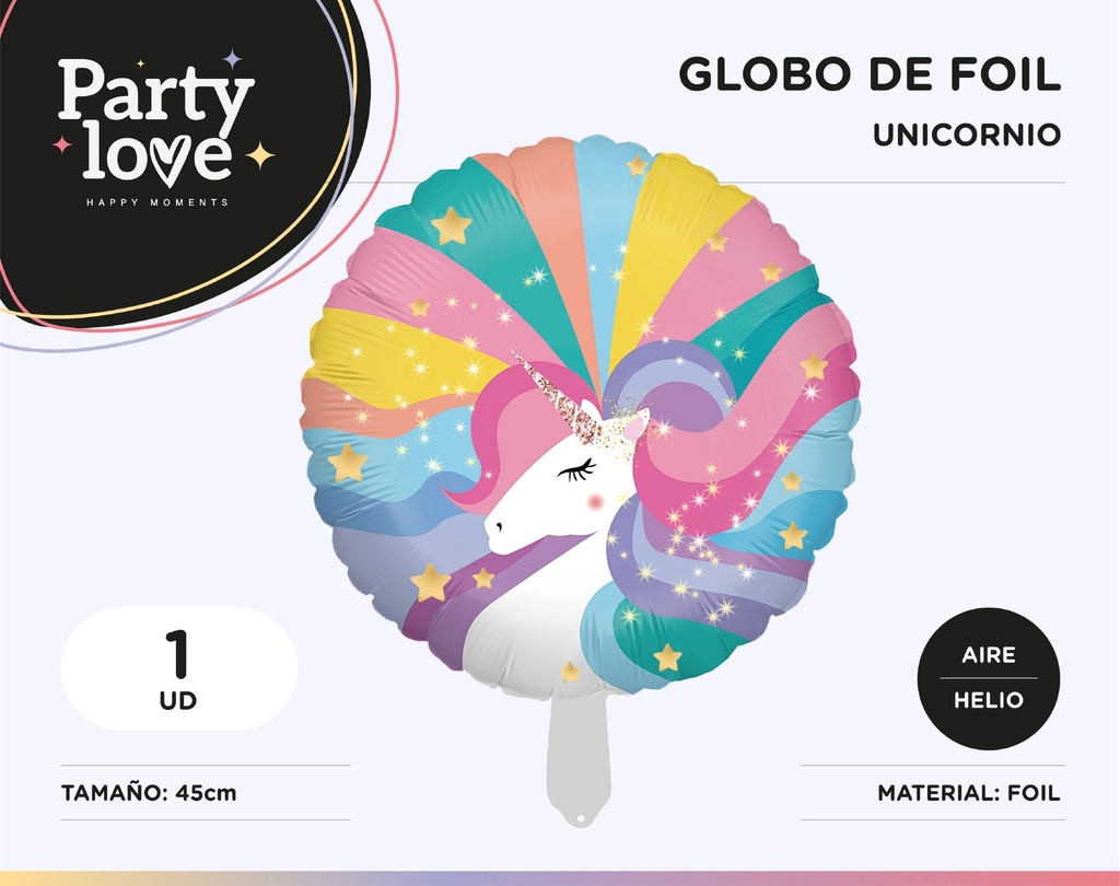 [8011519] GLOBO UNICORNIO ARCOIRIS PASTEL  18"