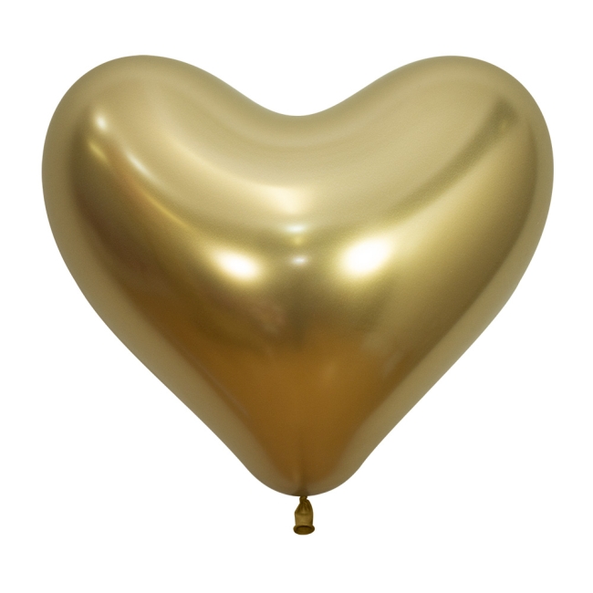 G LATEX CORAZON REFLEX DORADO 35CM (50)
