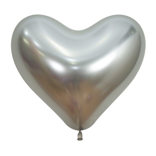 G LATEX CORAZON REFLEX PLATA 35CM (50)