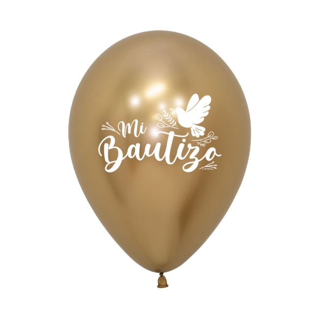 G LATEX REFLEX DORADO BAUTIZO PALOMAS 30CM (12)