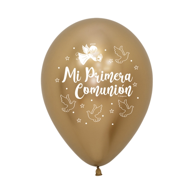G LATEX REFLEX ORO 1ª COMUNION PALOMAS 30CM (12)