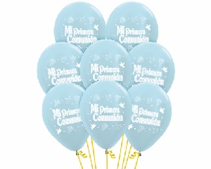 G LATEX SATIN AZUL 1ª COMUNION 2 CARAS 30cm (12)  SEMPERTEX