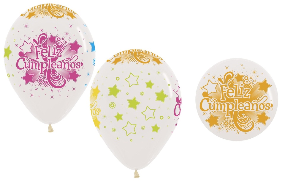 G LATEX PREM CRISTAL F.CUMPLEAÑOS NEON 30cm (12)  SEMPERTEX