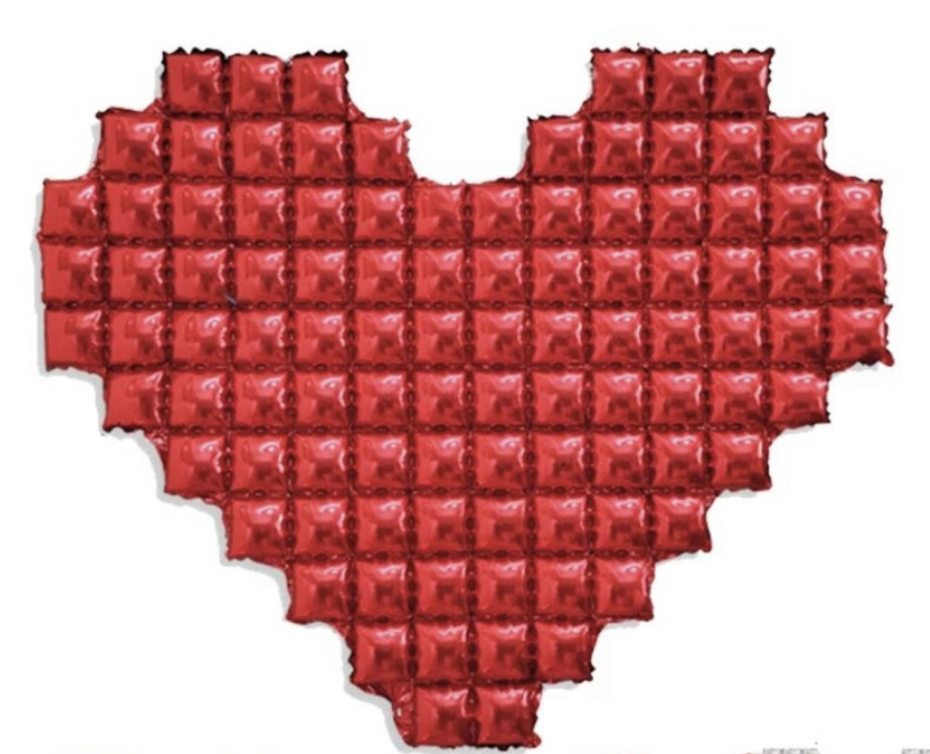 CORAZON FOIL PIXEL ROJO 119*137CM