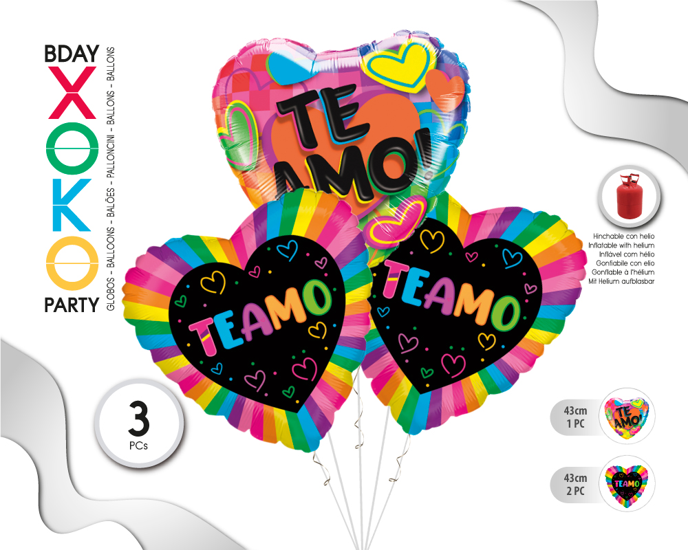 SET GLOBO MYLAR TE AMO 3PC