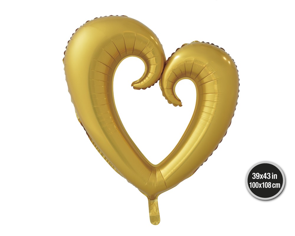 GLOBO FOIL CORAZON ORO HUECO 100*108