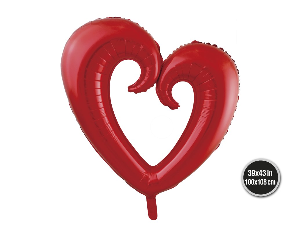GLOBO FOIL CORAZON ROJO HUECO 100*108