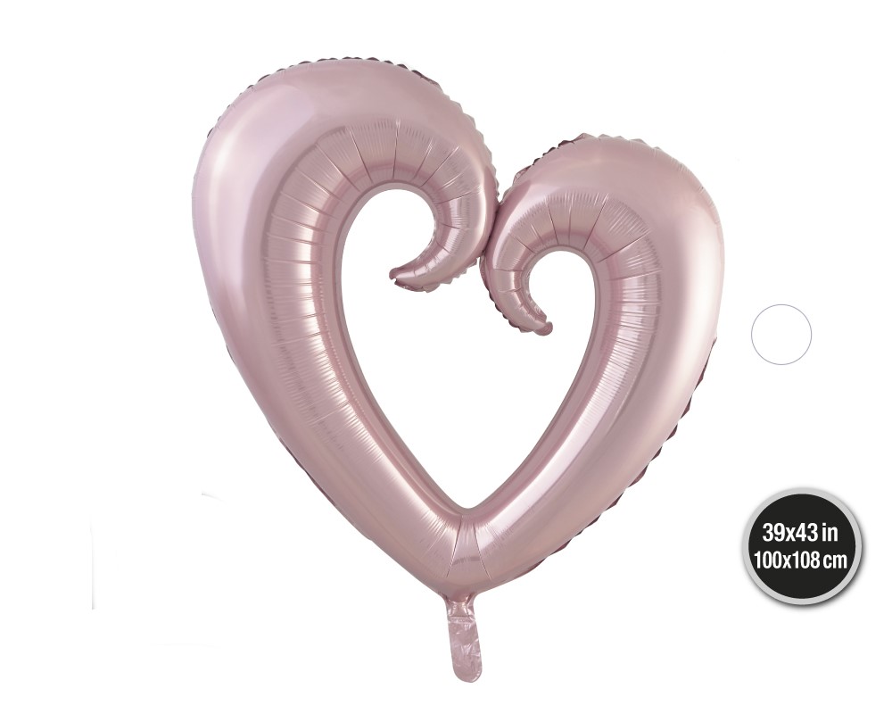 GLOBO FOIL CORAZON ROSA HUECO 100*108
