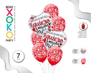 SET ROJO TE QUIERO 7 GLOBOS (SIN HELIO)
