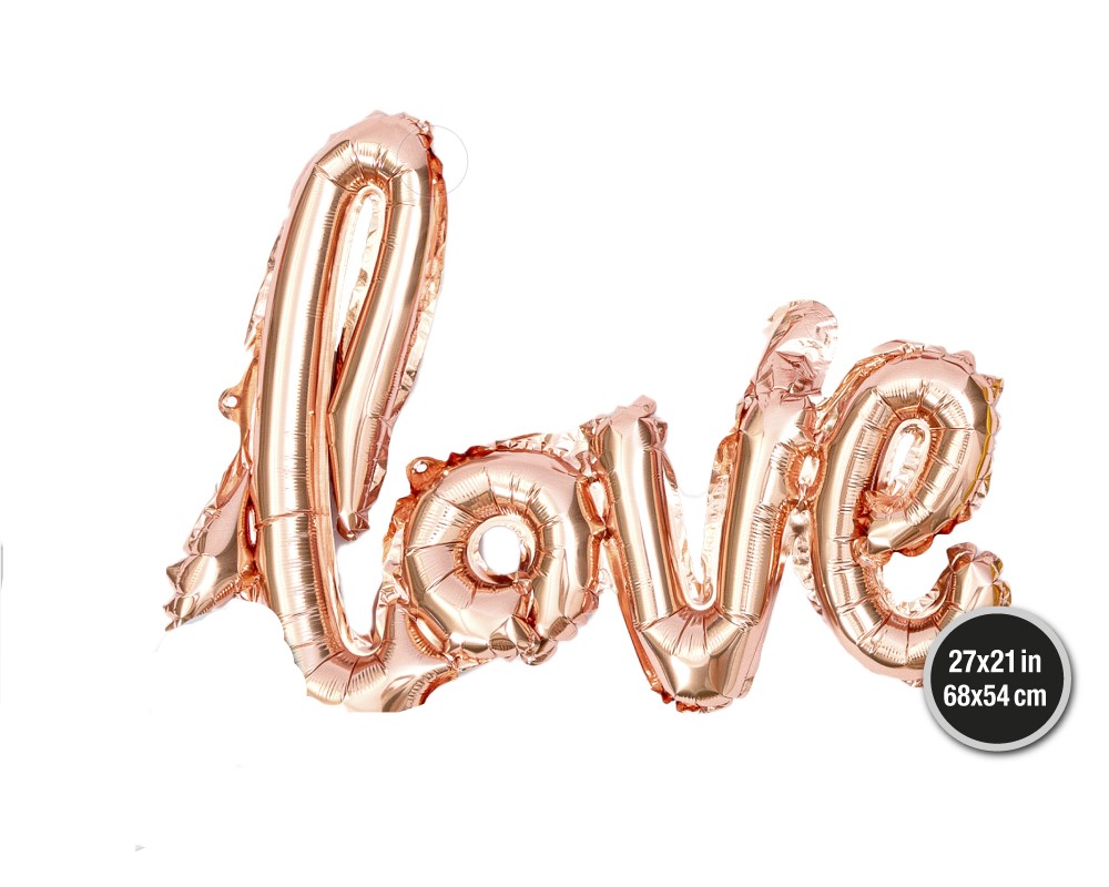GLOBO FOIL LOVE ORO ROSA 68*54 (SIN HELIO)