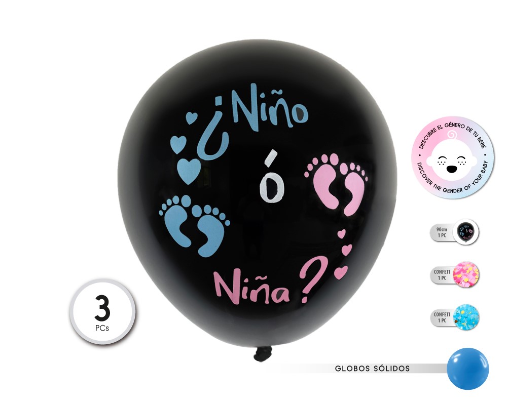 GLOBO LATEX GENDER REVEAL 90CM 36P