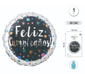 GLOBO FOIL REDONDO 18"/45 CM FELIZ CUMPLE