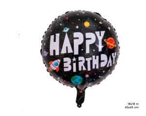 GLOBO MYLAR HAPPY BDAY 45CM SPACE