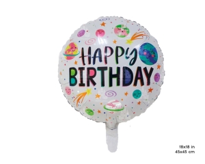 GLOBO MYLAR HAPPY BDAY 45CM SPACE