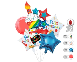 SET GLOBO MYLAR PASTEL DE REGALO 5PC