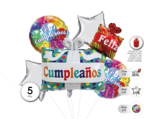 SET GLOBO MYLAR REGALO 5PC