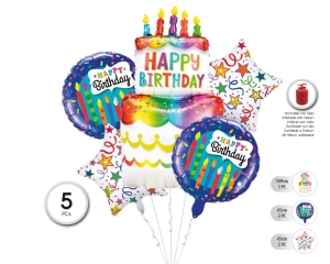 SET GLOBO MYLAR TARTA GRANDE 5PC