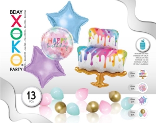 SET GLOBO MYLAR TARTA 13 PC