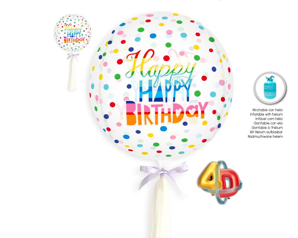 GLOBO ESFERA 4D HAPPY BDAY