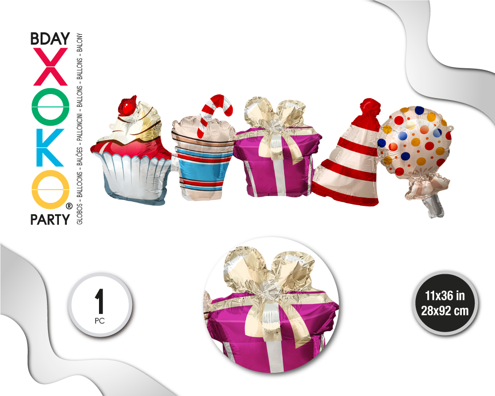 GUIRNALDA GLOBO FOIL CUMPLE 28*92CM