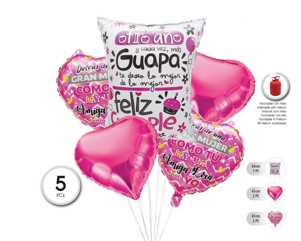 SET GLOBO MYLAR 5PC F.C AMIGA (SIN HELIO)