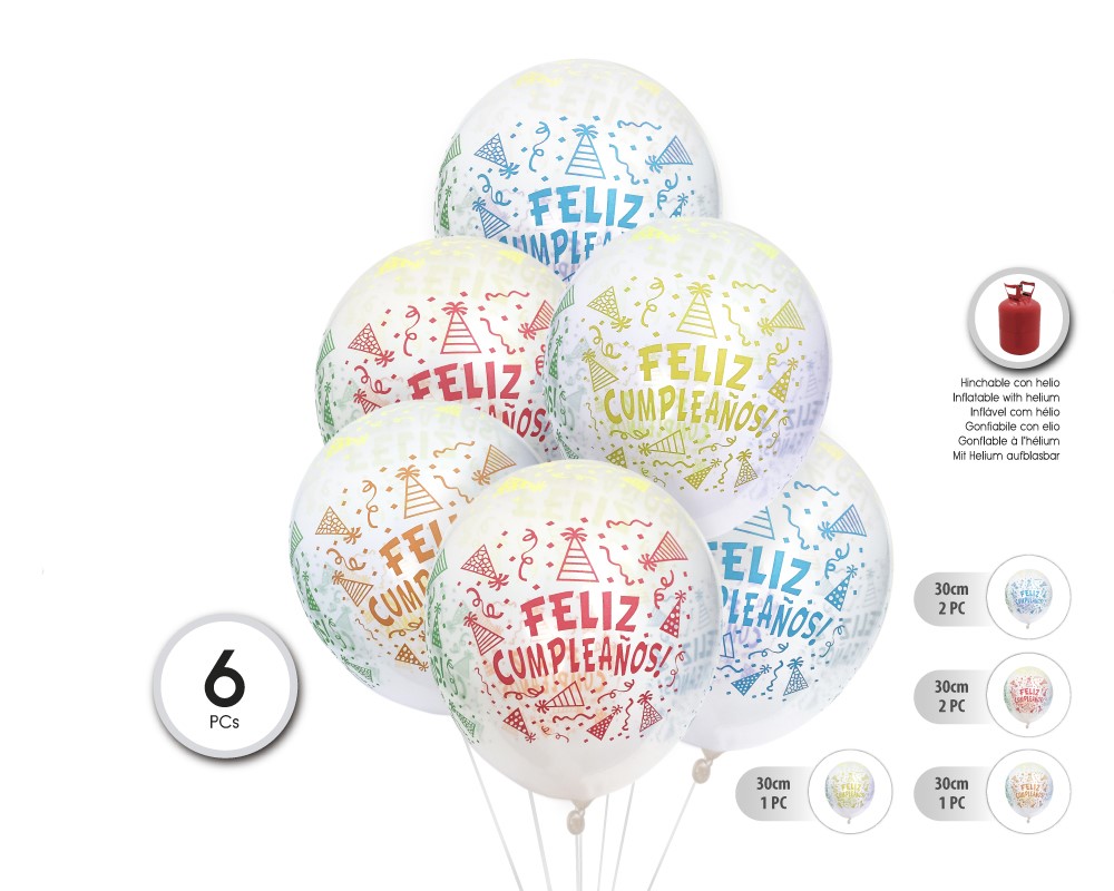 GLOBOS PRINT 2,8G 6PC FC CRISTAL (SIN HELIO)