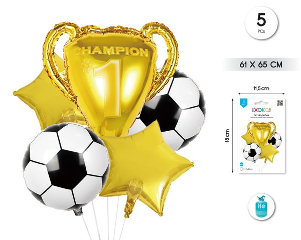 SET GLOBO MYLAR FUTBOL 5PCS