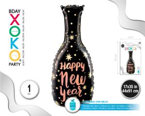GLOBO FOIL BOTELLA HAPPY NEW YEAR 44*91CM