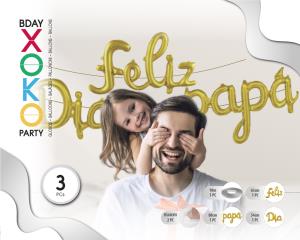 PACK GLOBO MYLAR FELIZ DIA PAPA ORO