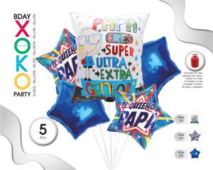 SET GLOBO MYLAR 5PC SUPER PADRE