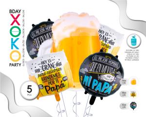 SET GLOBO MYLAR BEER PADRE 5PC