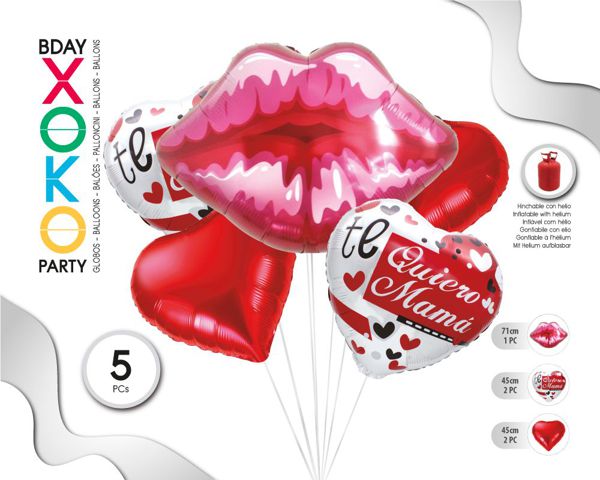 SET GLOBO MYLAR 5PC MADRE BESO