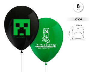 8 GLOBOS LATEX PRINT MINECRAFT