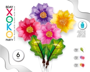 SET GLOBO MYLAR 6PC FLORES