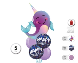 SET GLOBO MYLAR NARWAL 5PC (SIN HELIO)