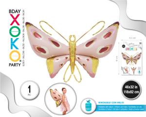 GLOBO MYLAR MARIPOSA ROSA 118*82CM