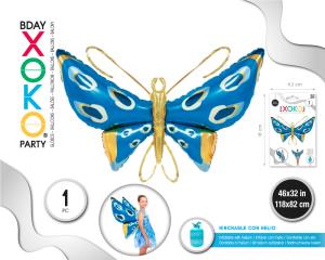 GLOBO MYLAR MARIPOSA AZUL 118*82CM