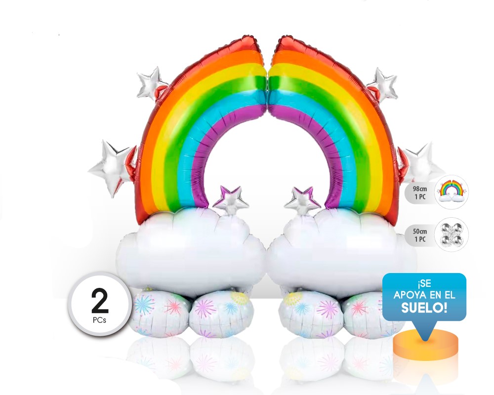 GLOBO FOIL BASE ARCO IRIS 64*98cm 2PC (SIN HELIO)
