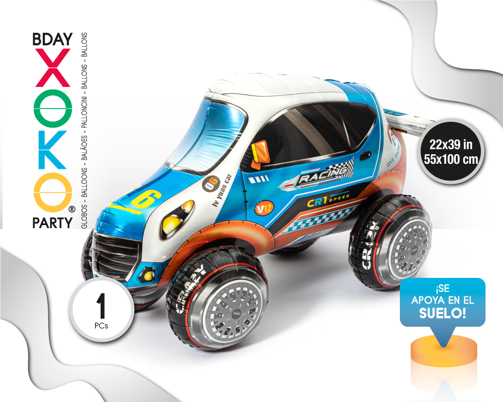 GLOBO MYLAR COCHE CARRERA F6 55*100CM