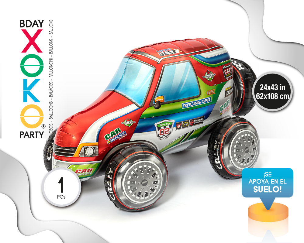 GLOBO MYLAR COCHE CARRERA F2 62*108CM