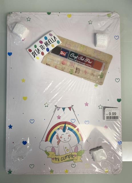 CUADRO DE HUELLAS GLOBO UNICORNIO CUMPLEAÑOS