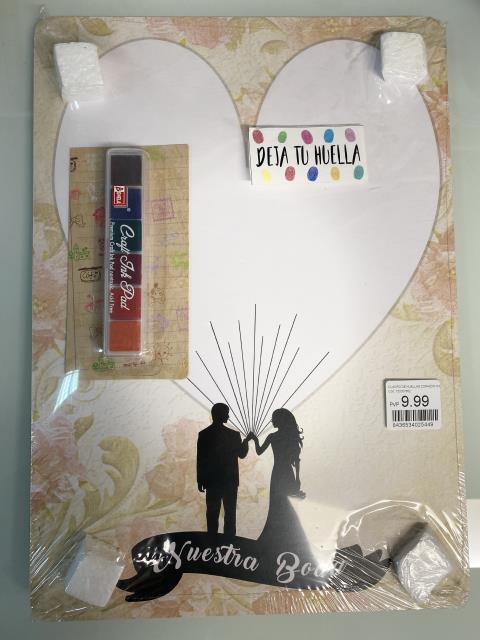 CUADRO DE HUELLAS CORAZON NUESTRA BODA